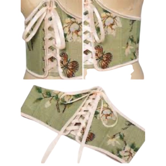 Scarlet Darkness Renaissance Brocade Floral Lace-Up Corset Waist Cincher Belt 16 - Picture 2 of 11